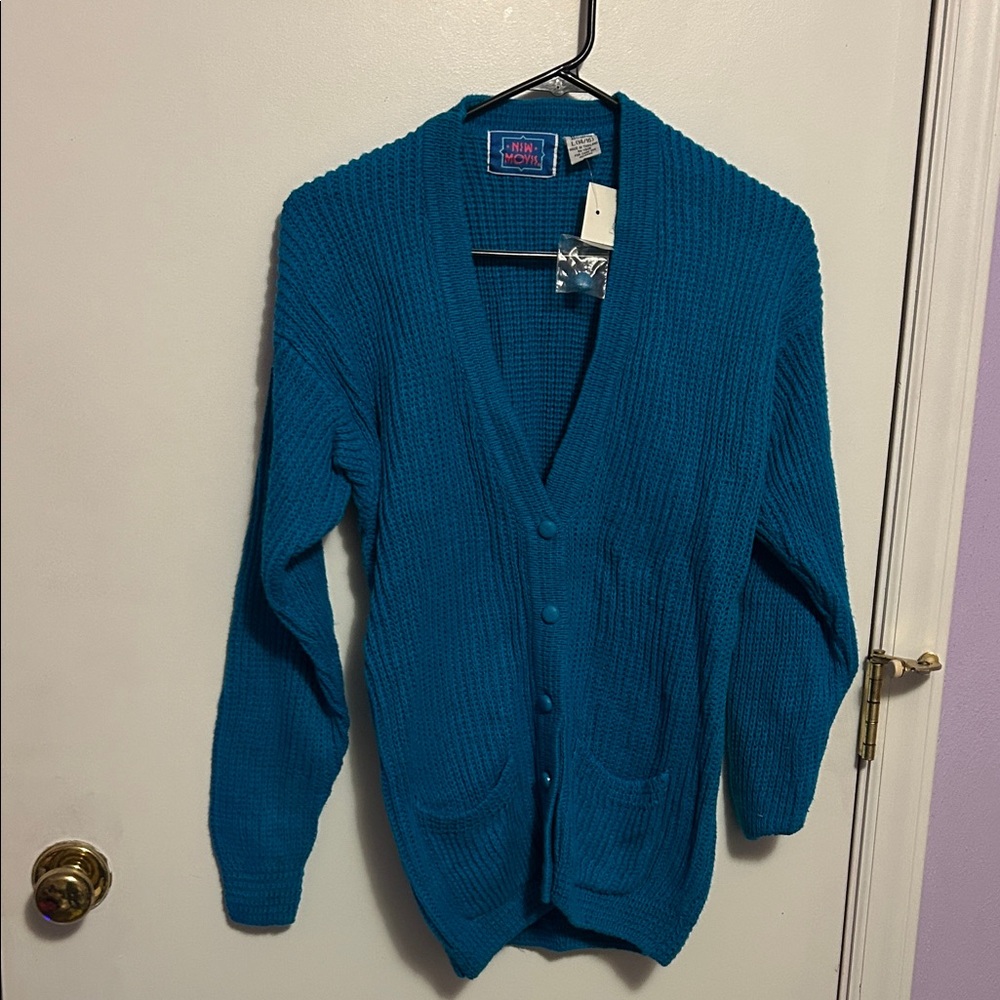 New Moves Girls vintage Teal Button-Up Cardigan size large
